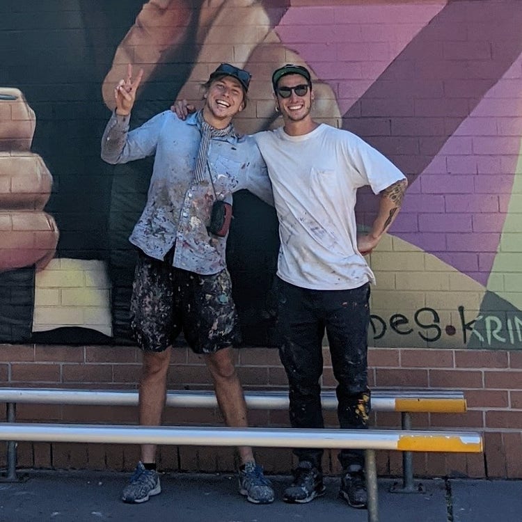 Mural artists Daniel Cydes and Janne Birkner